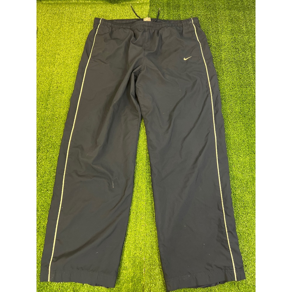 Vintage Nike Baggy Swooshie Track Pants Mens XL Navy Blue White Piping 90s Y2K